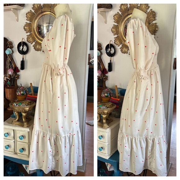 Vintage Prairiecore Heart Print Dress - Picture 4 of 11